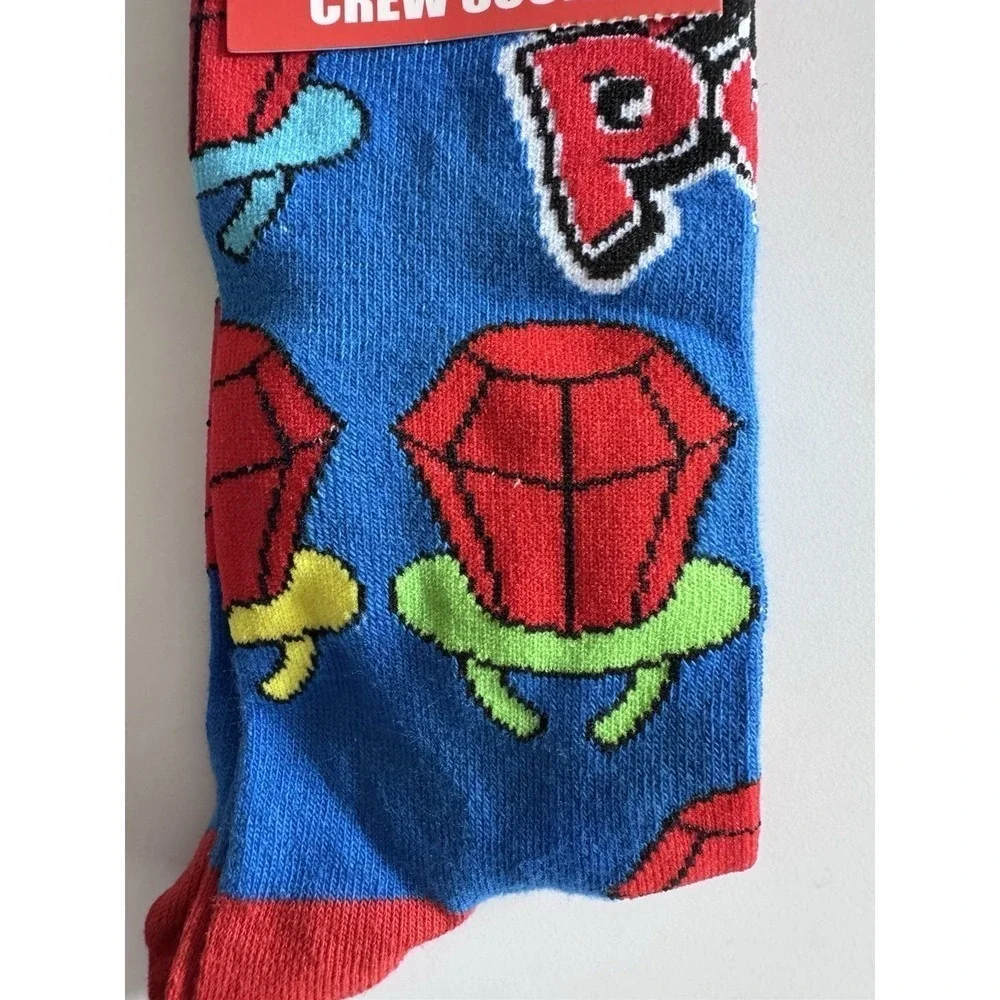 Ring Pop Adult Size 6-13 Blue Red Candy Fun Graphic Novelty Crew Socks 1 Pack
